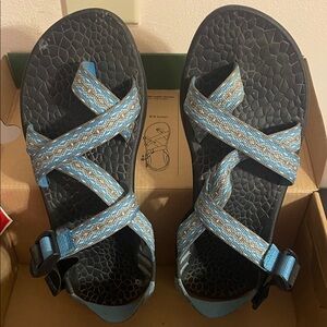 Blue and Black Strappy Sandals